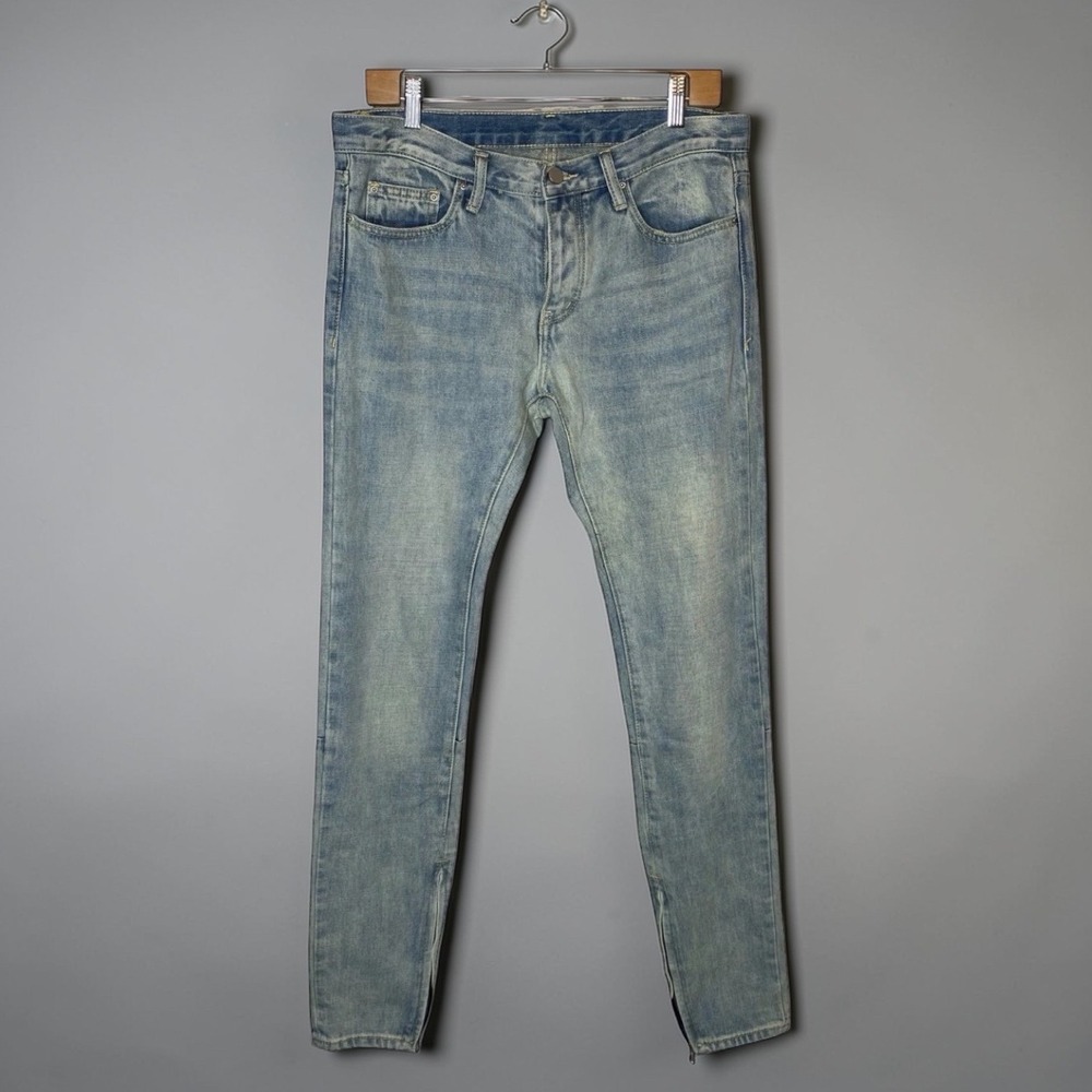 mnml Men's m5 Slim Denim Jeans Ankle Zip Tapered Light Wash size 31